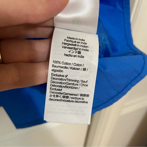 J.Crew NWT Tie Front Peplum 100% Cotton Blue Blouse Top Size Small - Picture 7 of 8